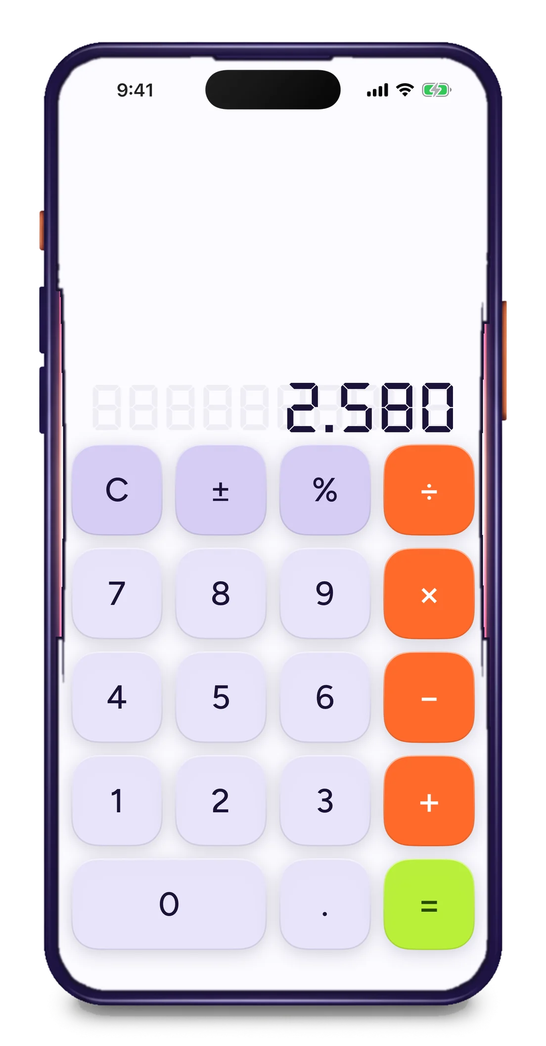 The calculator in Calculator Locker, screenshotted on an iPhone